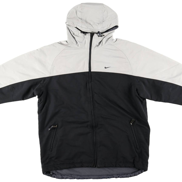 2000'S Nike Back Logo Padded Hoodie Puffer Jacket Men's Size L unclear black type Vintage Second Hand