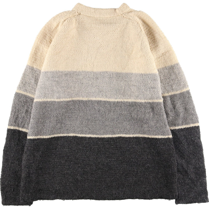 High neck striped pattern knit sweater for men, M /eaa407972