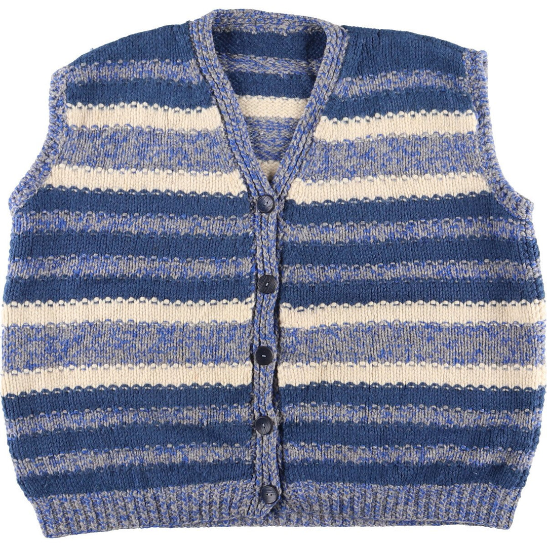 UNKOWN Border Pattern Front Open Wool Knit Vest Women's L [Eluru] /eaa408102