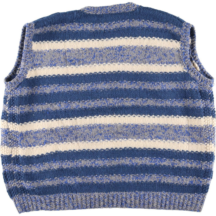 UNKOWN Border Pattern Front Open Wool Knit Vest Women's L [Eluru] /eaa408102