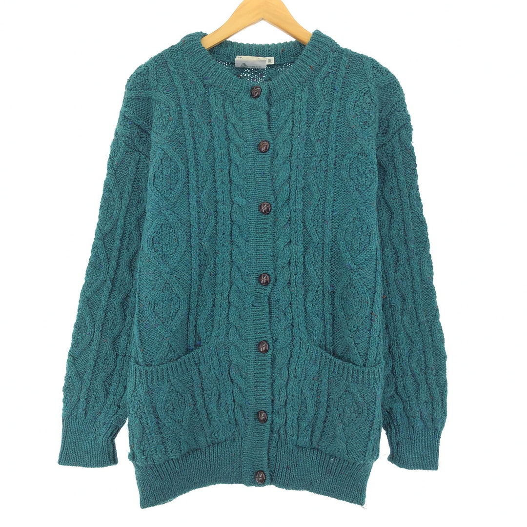 80'S DONEGAL COLLECTION Fisherman Aran Knit Cardigan Made in Ireland Women's XL Vintage /eaa408115