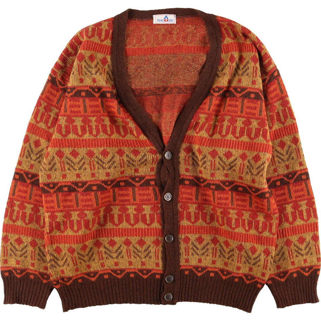 PING UIN all-over print wool knit cardigan, men's L /eaa408128