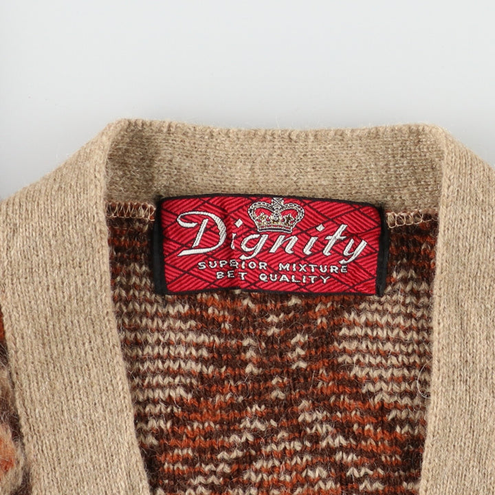 60s-70'S Dignity All-over Argyle Pattern Mohair Knit Cardigan Men's S Vintage /eaa408155