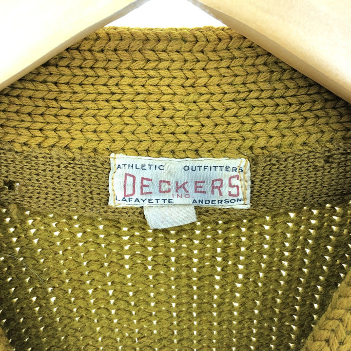 DECKERS wool lettered knit cardigan from the 50'S to 60s, men's size S, vintage /eaa408158