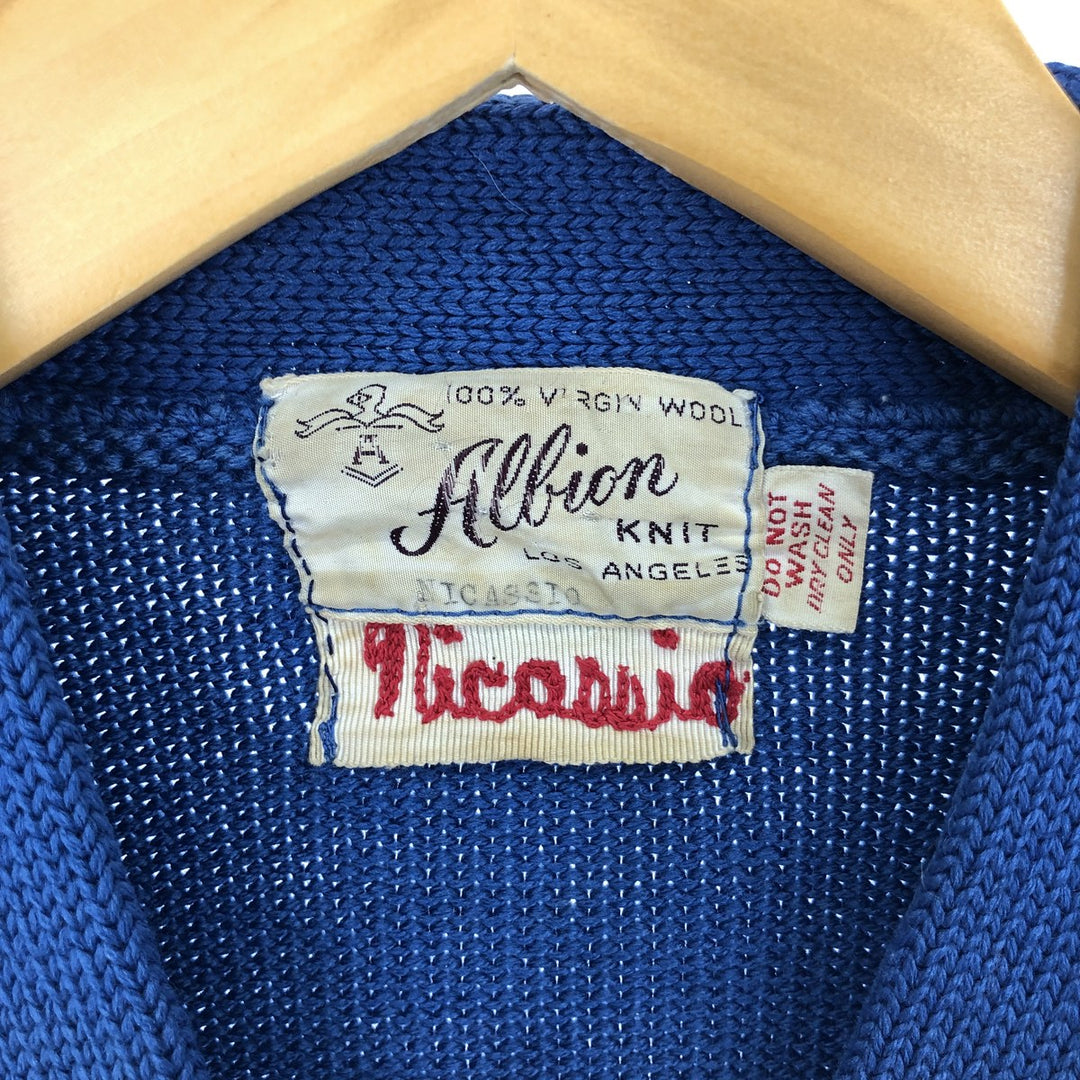 50'S Allion KNIT Wool Lettered Knit Cardigan Women's M Vintage /eaa408159