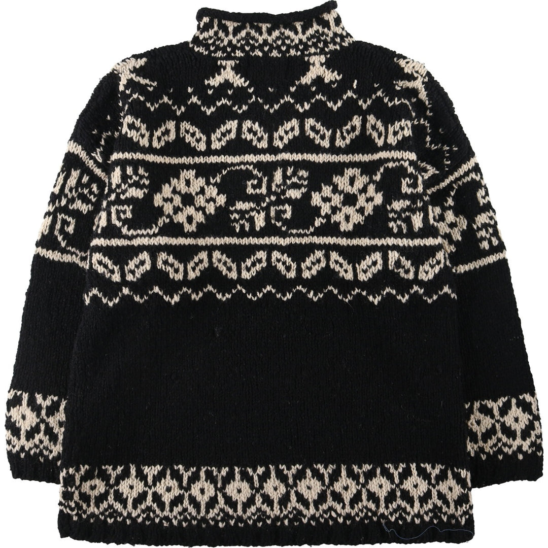 EXPRESS TRICOT all-over print high-neck roll-neck wool knit sweater for women L /eaa408173