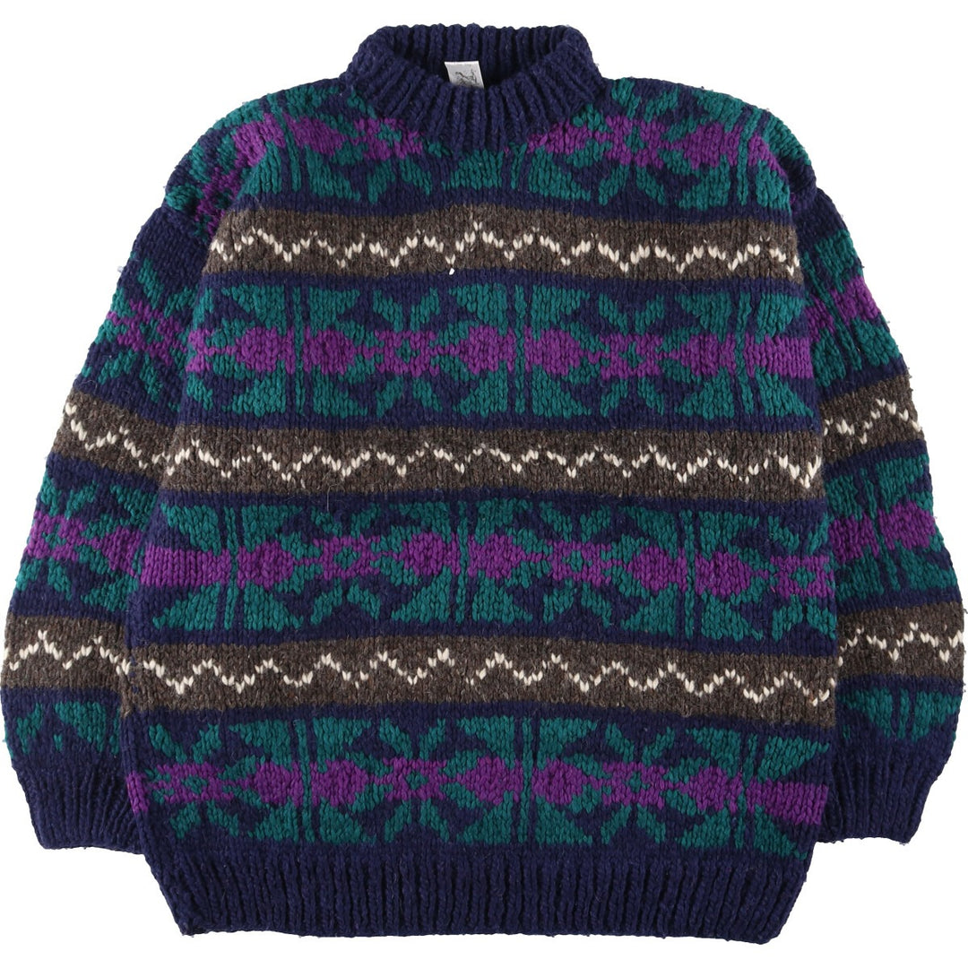 Downeast Trading All-over Print High Neck Wool Ecuadorian Knit Sweater Women's XL /eaa408174