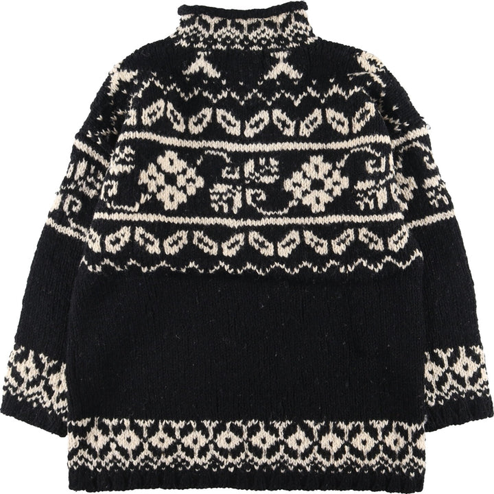 EXPRESS TRICOT all-over print high-neck roll-neck wool knit sweater for women, M /eaa408236