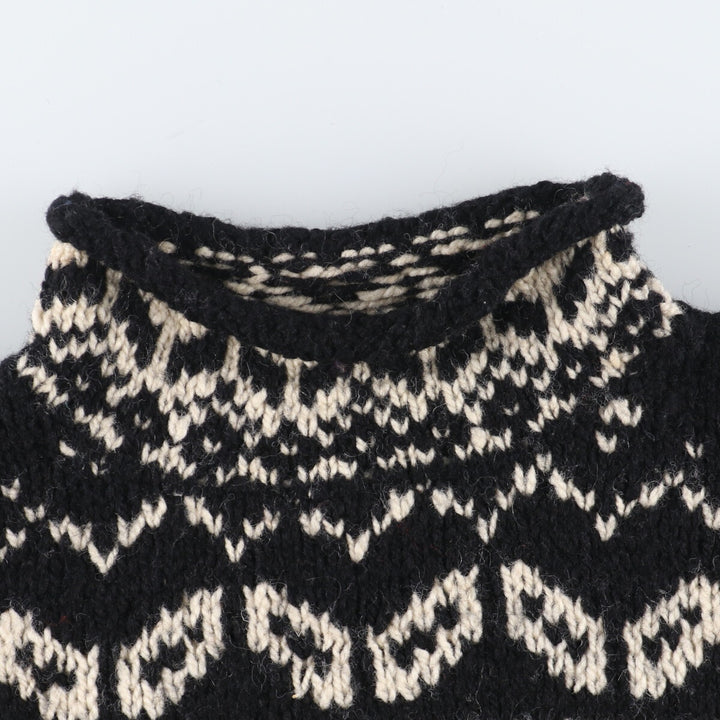 EXPRESS TRICOT all-over print high-neck roll-neck wool knit sweater for women, M /eaa408236