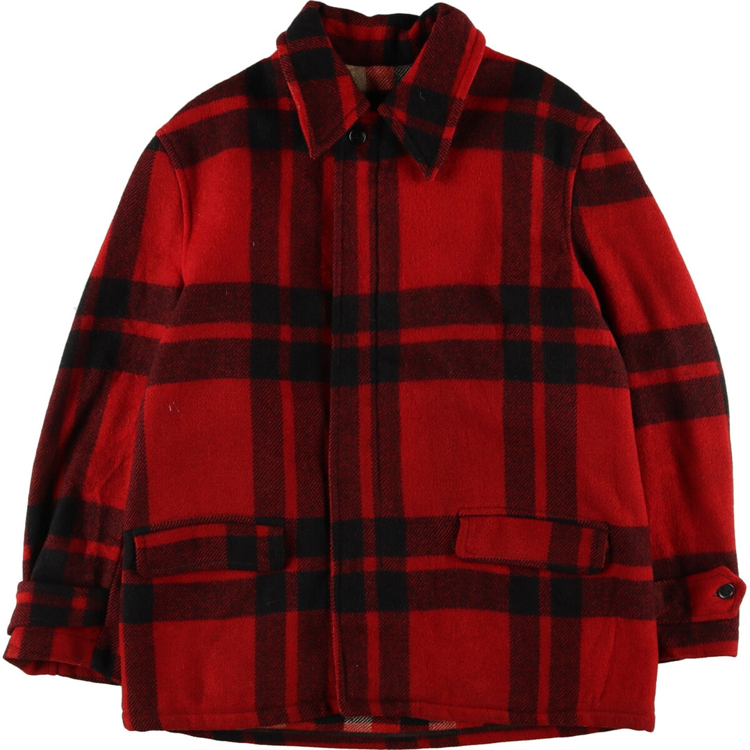 60'S UNKNOWN Check Pattern Wool Jacket Men's L Vintage /eaa408267