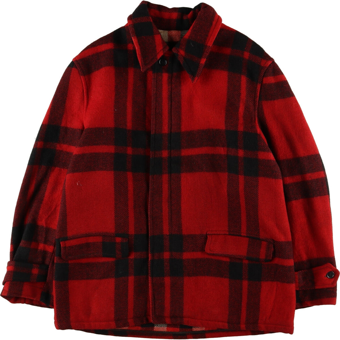 60'S UNKNOWN Check Pattern Wool Jacket Men's L Vintage /eaa408267