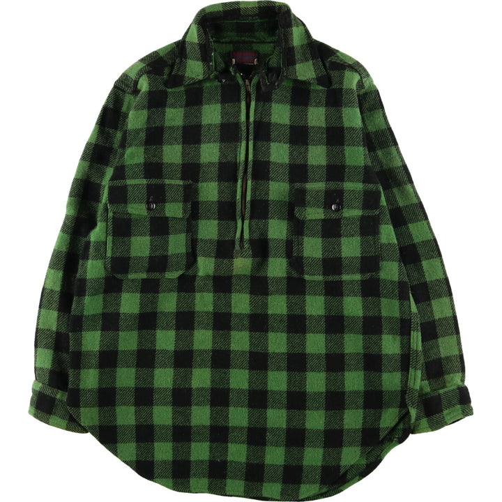 1940'S ~ JCPenney Buffalo Check Half Zip Wool Shirt Men's S Vintage / eaa408269