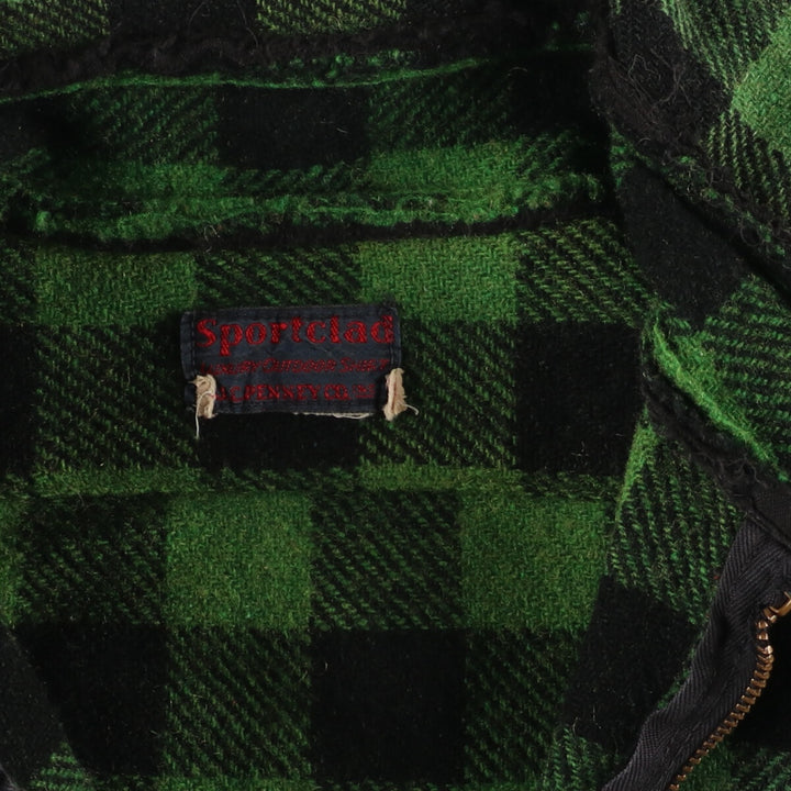 1940'S ~ JCPenney Buffalo Check Half Zip Wool Shirt Men's S Vintage / eaa408269