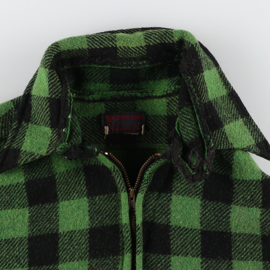 1940'S ~ JCPenney Buffalo Check Half Zip Wool Shirt Men's S Vintage / eaa408269