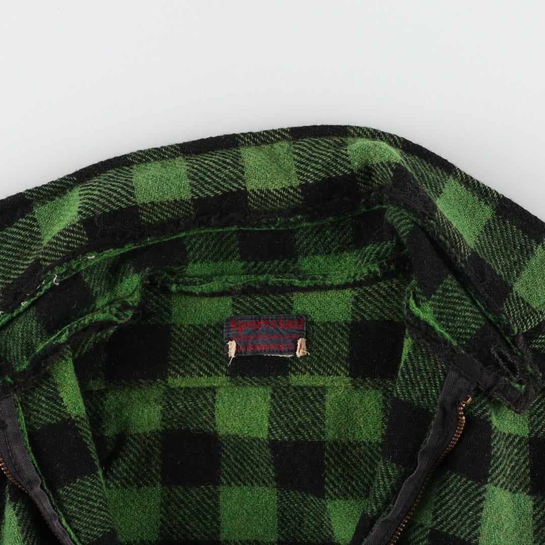 1940'S ~ JCPenney Buffalo Check Half Zip Wool Shirt Men's S Vintage / eaa408269