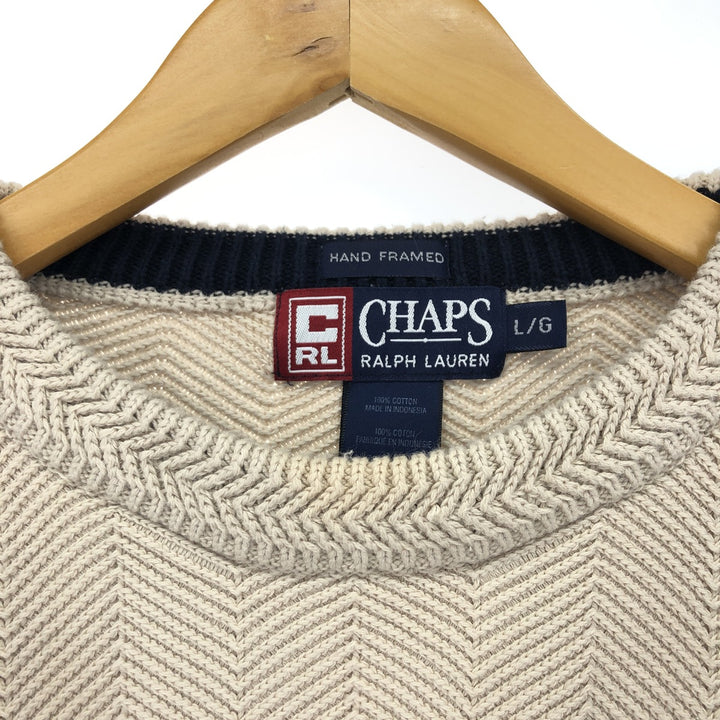 90'S Ralph Lauren CHAPS Herringbone Cotton Knit Sweater Men's L Vintage /eaa408867