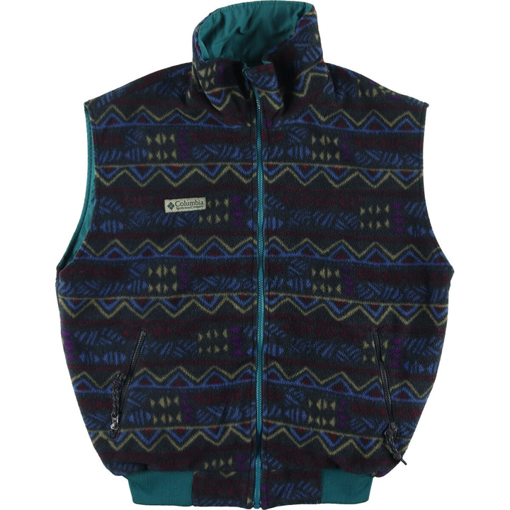 90'S Columbia Reversible All-Over Print Nylon x Fleece Vest Men's M Vintage /eaa409173