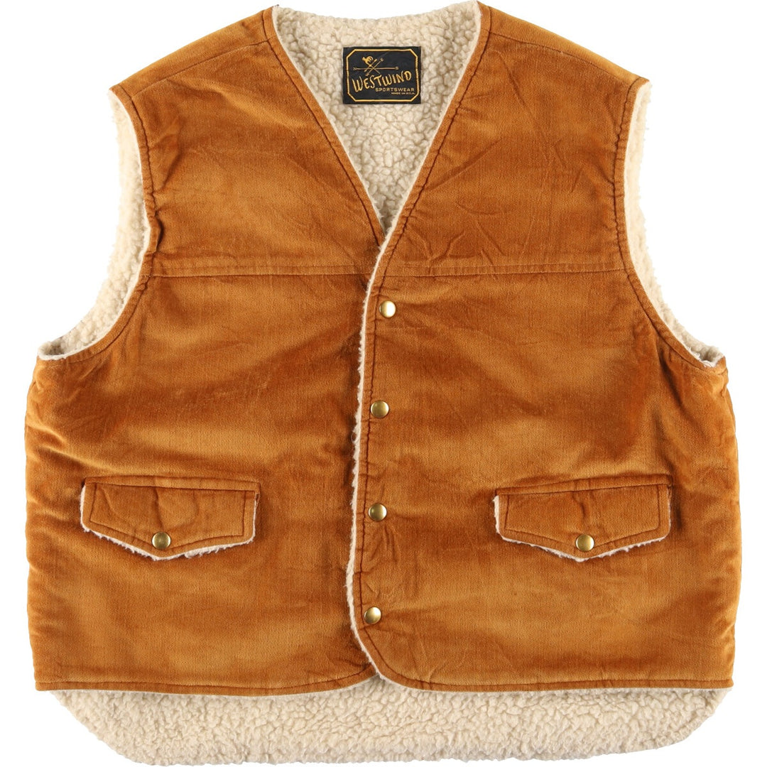 70'S WESTWIND Corduroy Boa Vest Made in USA Men's L Vintage /eaa409175