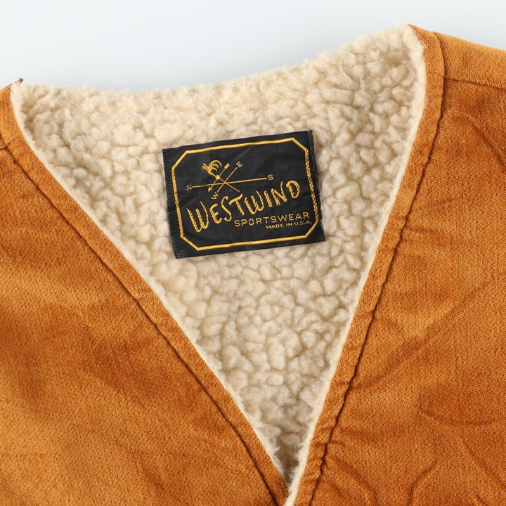 70'S WESTWIND Corduroy Boa Vest Made in USA Men's L Vintage /eaa409175