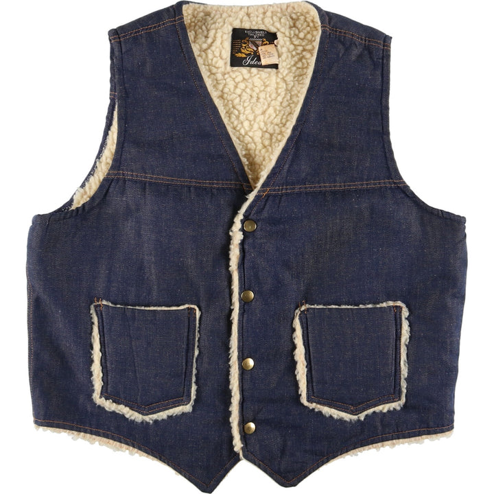 70s~ IDEAL Denim Boa Vest Men's L Vintage /eaa409192