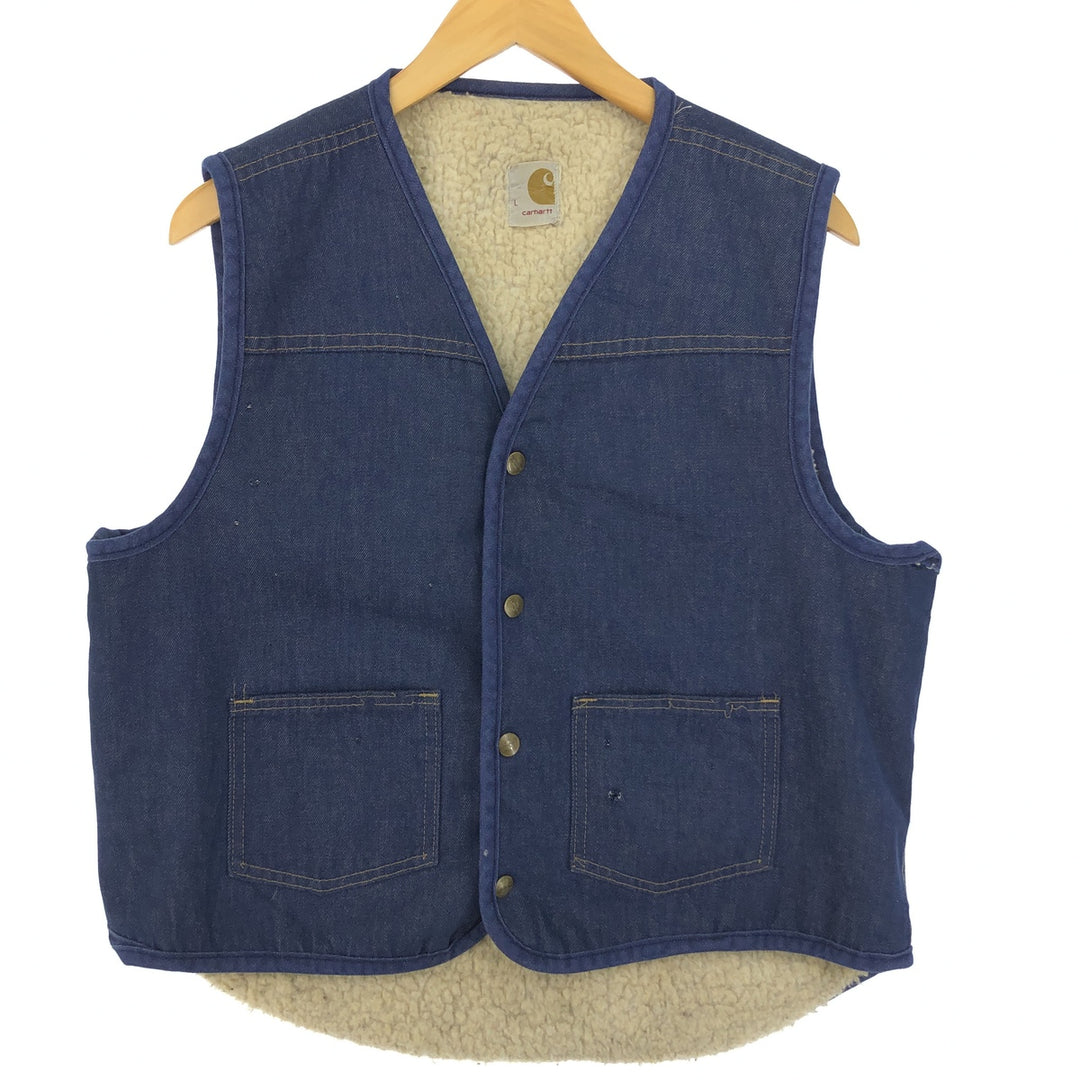 70s~ Carhartt denim fleece vest, men's L, vintage / eaa409198