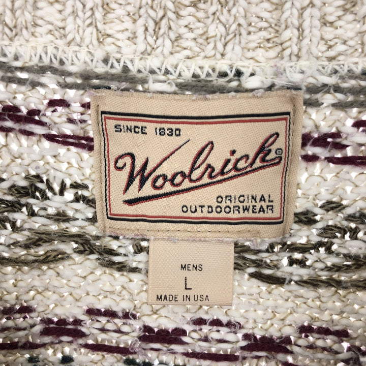 WOOLRICH All-over print cotton knit sweater made in USA, men's L /eaa409226