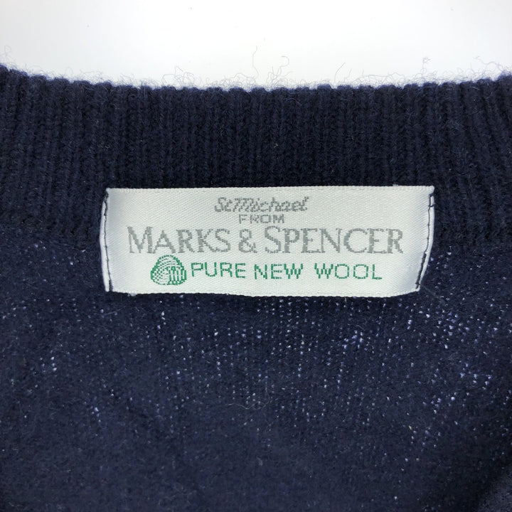 MARKS & SPENCER Wool knit cardigan, all-over print, women's M /eaa409235