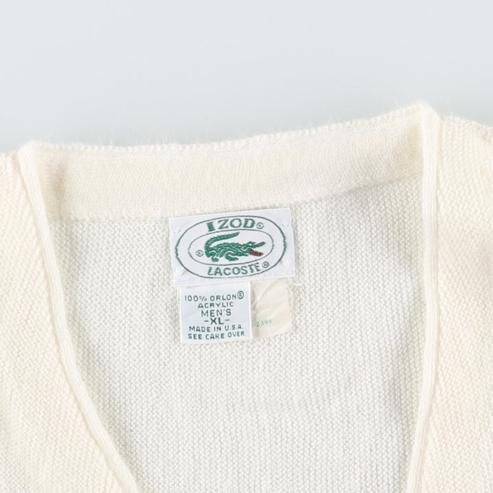 80s-90'S Lacoste Acrylic Knit Cardigan Made in USA Men's XL Vintage /eaa409560