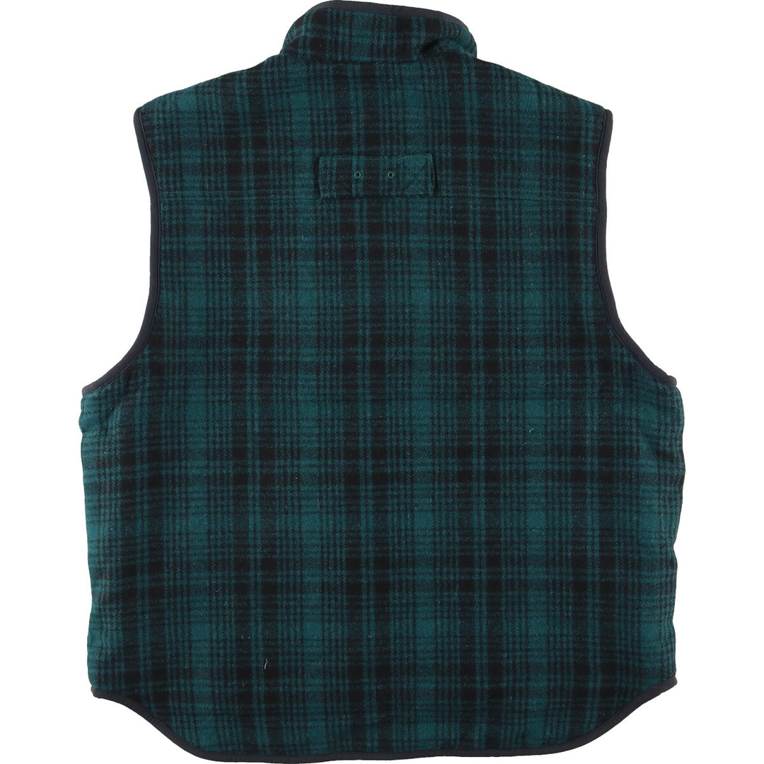 00'S LLBean Check Pattern Wool Boa Vest Men's M /eaa409677