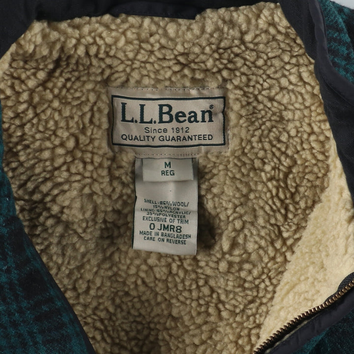 00'S LLBean Check Pattern Wool Boa Vest Men's M /eaa409677