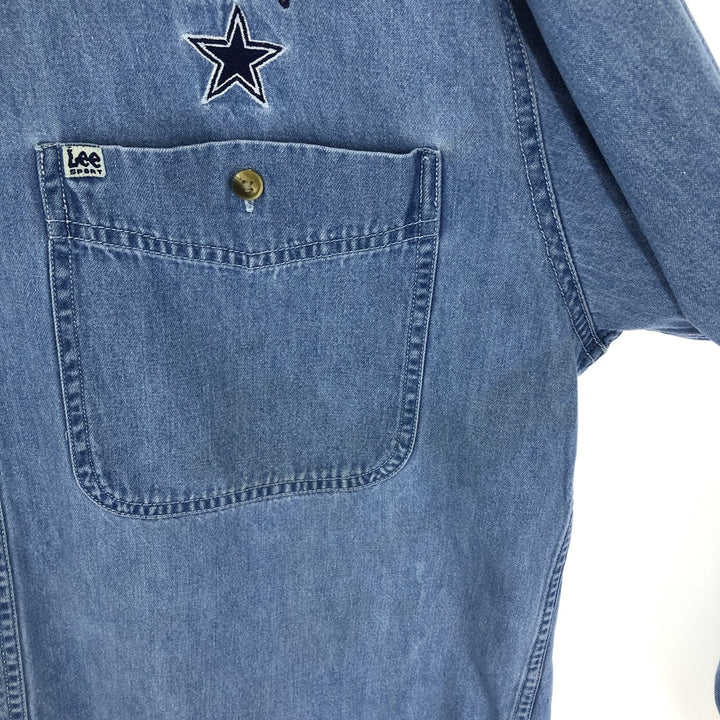 90'S Lee SPORT NFL DALLAS COWBOYS Dallas Cowboys Long Sleeve Button Down Denim Shirt Men's M Vintage /eaa409783