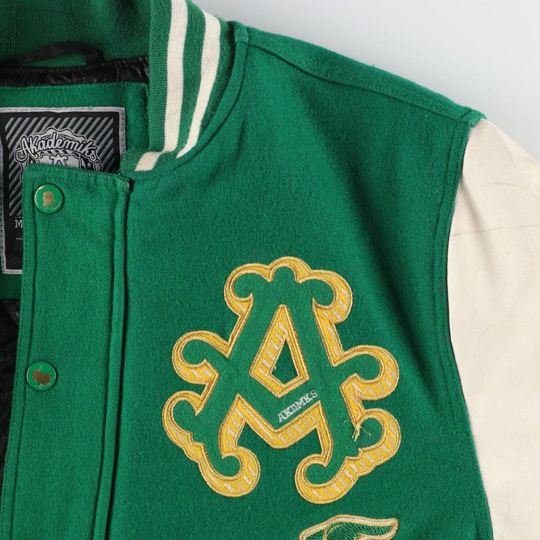 Akademiks Faux Leather Sleeve Wool Varsity Jacket Award Jacket Varsity Jacket Men's XL /eaa409951