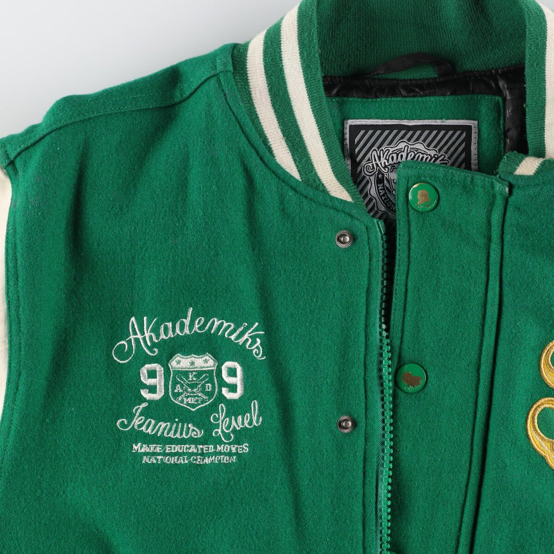 Akademiks Faux Leather Sleeve Wool Varsity Jacket Award Jacket Varsity Jacket Men's XL /eaa409951