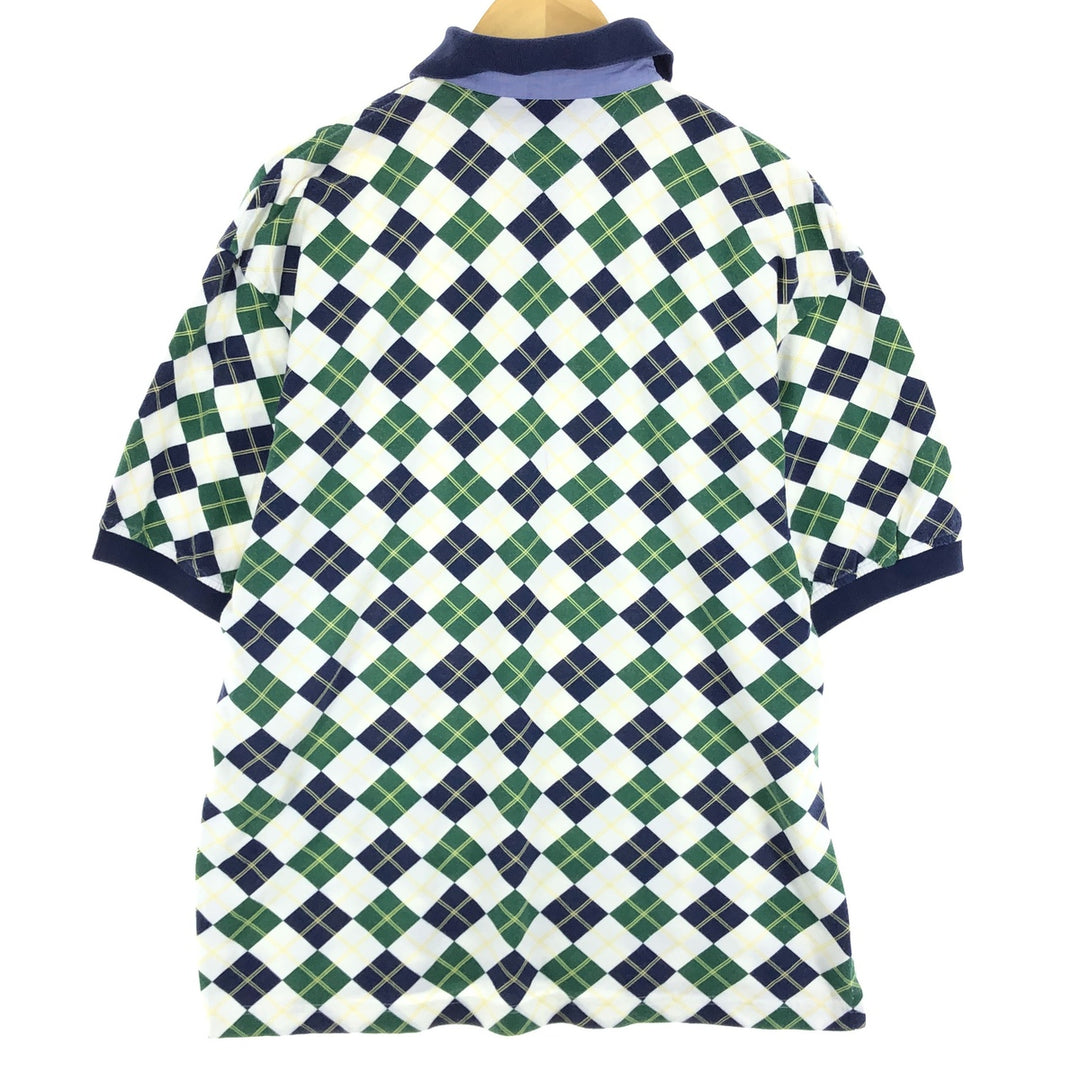 90'S Tommy Hilfiger Argyle Pattern Short Sleeve Polo Shirt Men's L Vintage cotton white type Vintage Second Hand