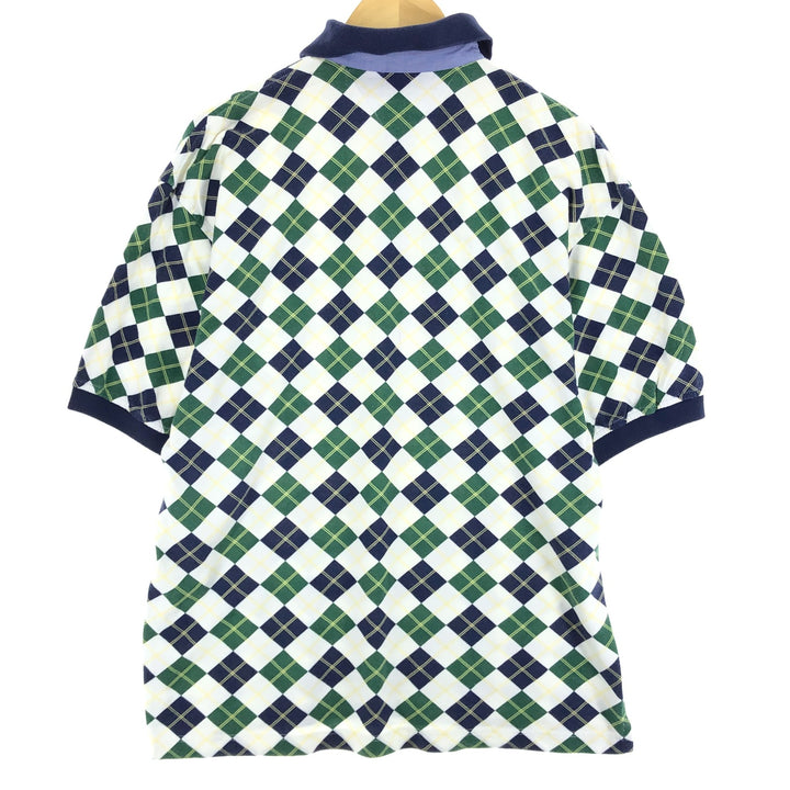 90'S Tommy Hilfiger Argyle Pattern Short Sleeve Polo Shirt Men's L Vintage cotton white type Vintage Second Hand