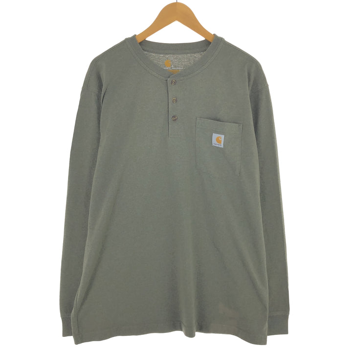 Carhartt ORIGINAL FIT Henley neck plain pocket long T-shirt long T men's L equivalent / eaa410110