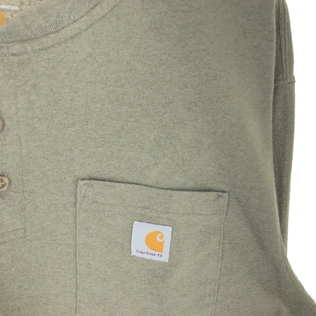 Carhartt ORIGINAL FIT Henley neck plain pocket long T-shirt long T men's L equivalent / eaa410110