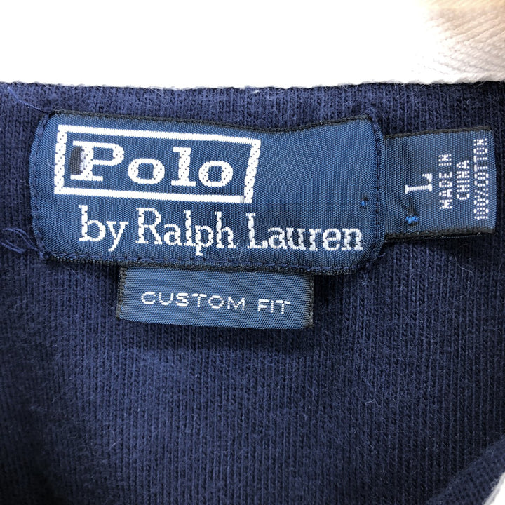 Ralph Lauren POLO by Ralph Lauren CUSTOM FIT Border Pattern Long Sleeve Rugby Shirt Men's L size / eaa410246