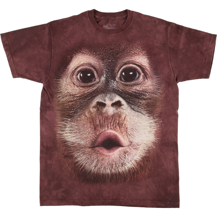 THE MOUNTAIN Tie-dye Pattern Orangutan Pattern Large Print Animal T-shirt Men's M size /eaa410247