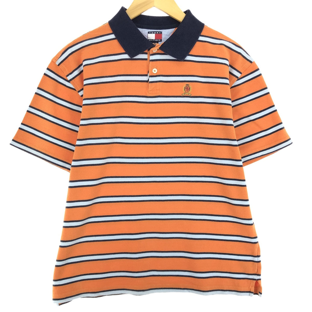 90'S Tommy Hilfiger Multi-border short sleeve striped polo shirt Men's XL Vintage cotton orange type Vintage Second Hand