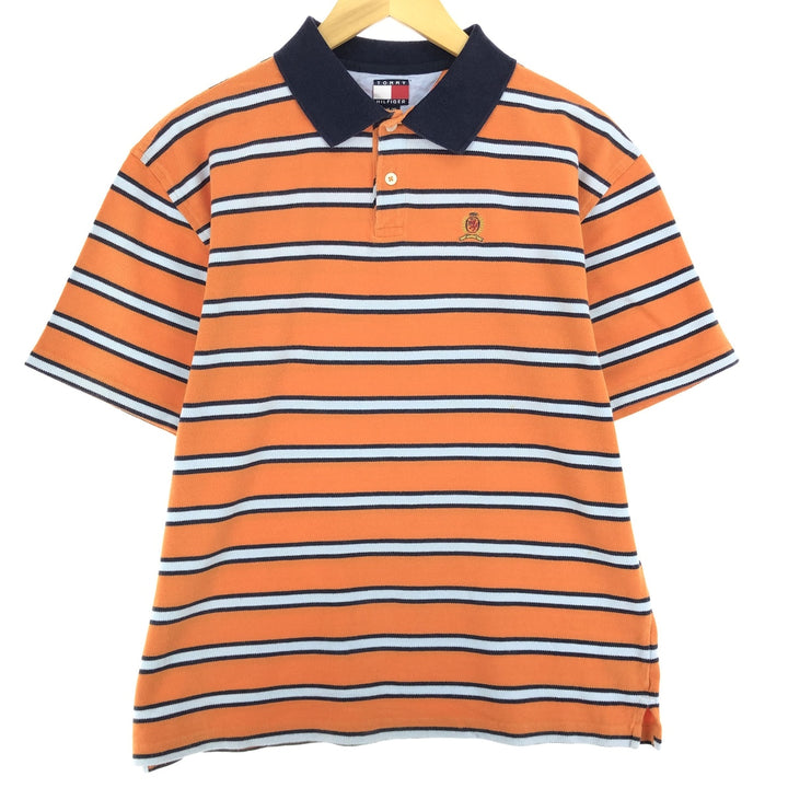 90'S Tommy Hilfiger Multi-border short sleeve striped polo shirt Men's XL Vintage cotton orange type Vintage Second Hand