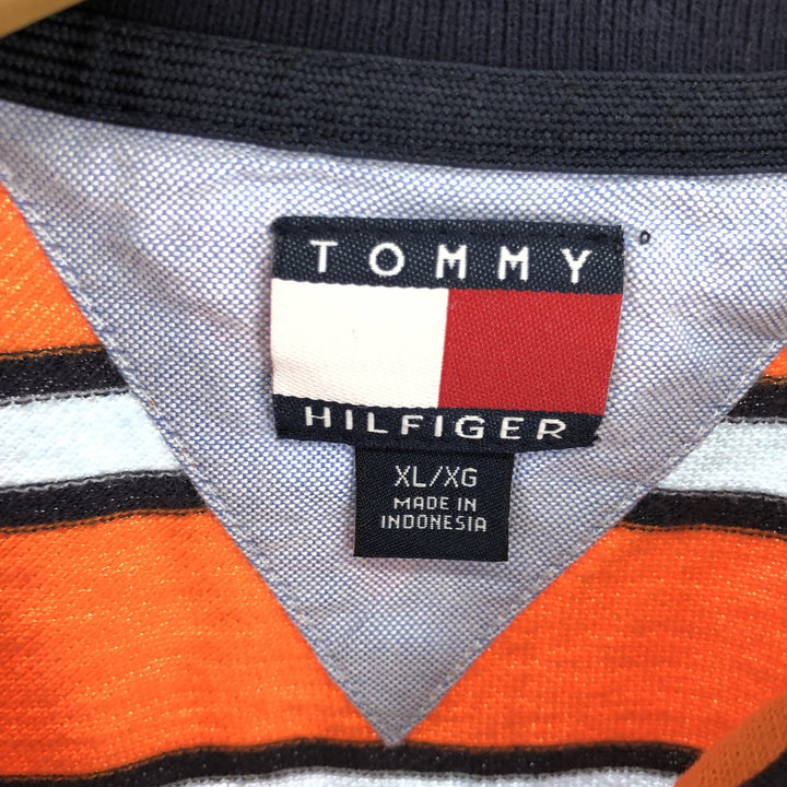 90'S Tommy Hilfiger Multi-border short sleeve striped polo shirt Men's XL Vintage cotton orange type Vintage Second Hand