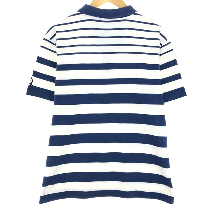 00'S NAUTICA Multi-border short sleeve striped polo shirt for men, XXL cotton white type Vintage Second Hand