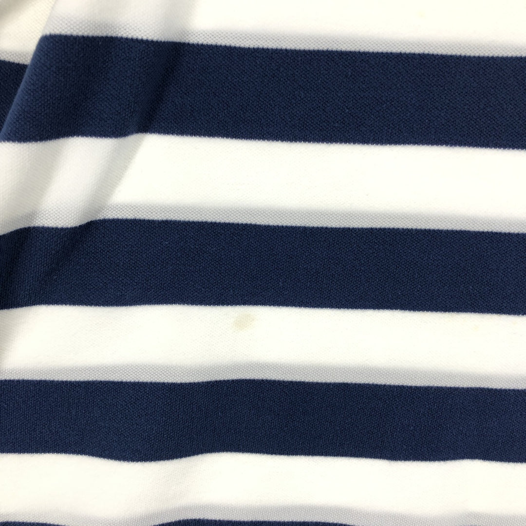 00'S NAUTICA Multi-border short sleeve striped polo shirt for men, XXL cotton white type Vintage Second Hand