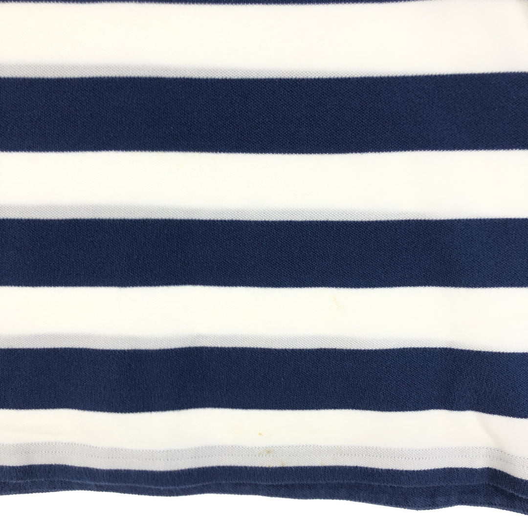 00'S NAUTICA Multi-border short sleeve striped polo shirt for men, XXL cotton white type Vintage Second Hand