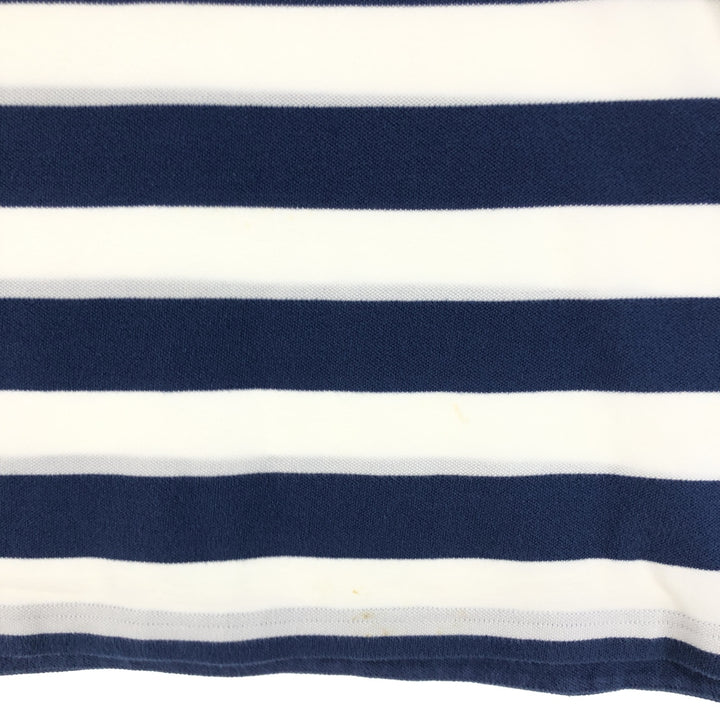 00'S NAUTICA Multi-border short sleeve striped polo shirt for men, XXL cotton white type Vintage Second Hand