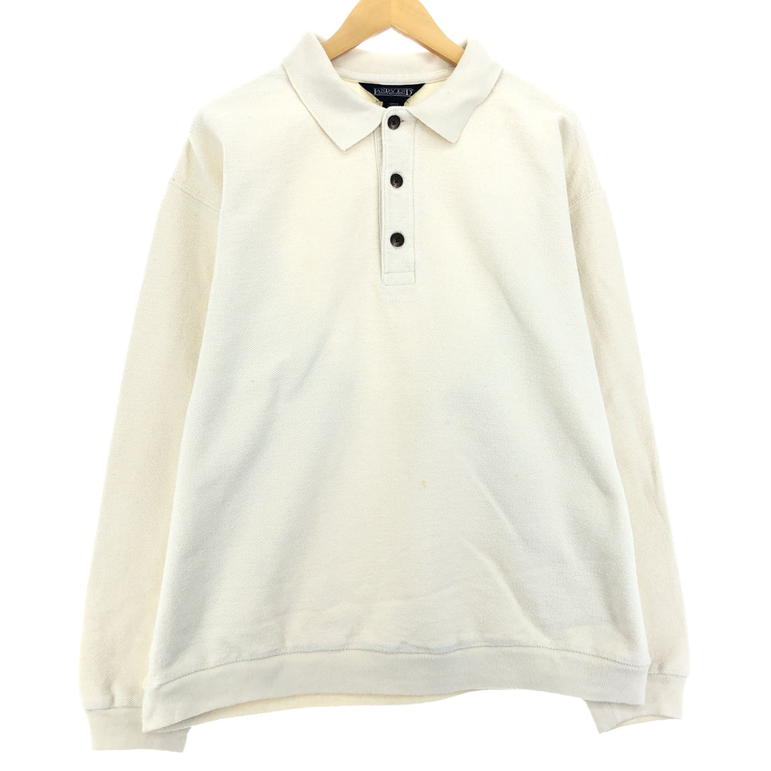 90'S Land's End collared half button plain blank sweatshirt sweatshirt made in USA men's XL vintage /eaa410644