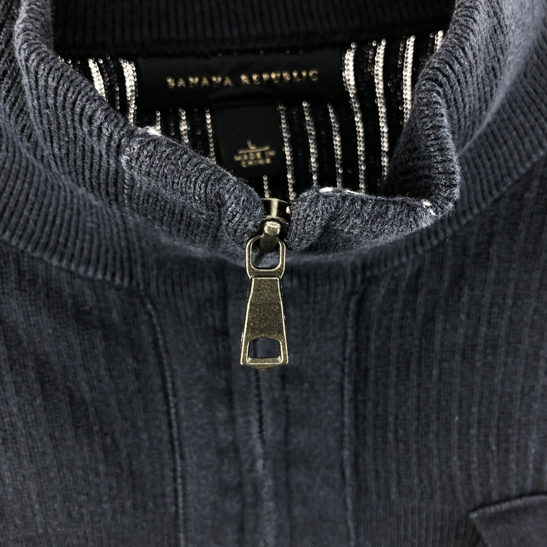 Banana Republic Ribbed Half-Zip Sweatshirt, Men's Size L Pima Cotton navy blue type Vintage Second Hand