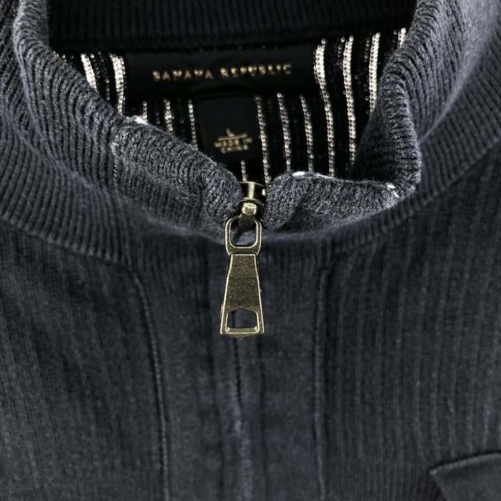 Banana Republic Ribbed Half-Zip Sweatshirt, Men's Size L Pima Cotton navy blue type Vintage Second Hand