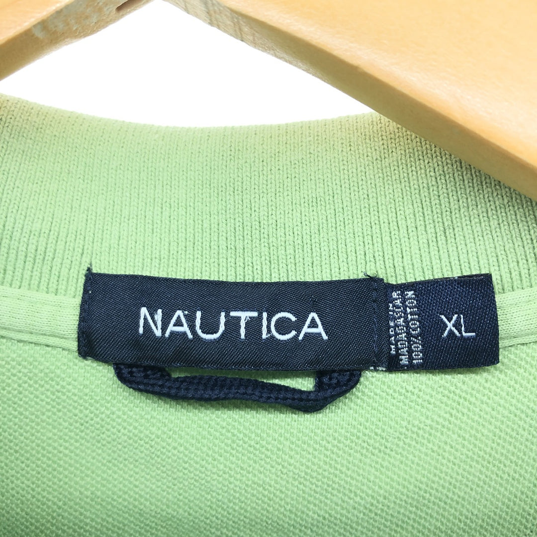 NAUTICA short sleeve polo shirt, men's XL cotton green type yellow green Vintage Second Hand